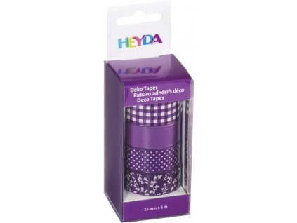Deco pásky Heyda 15 mm x 5 m, 4 role, fialové