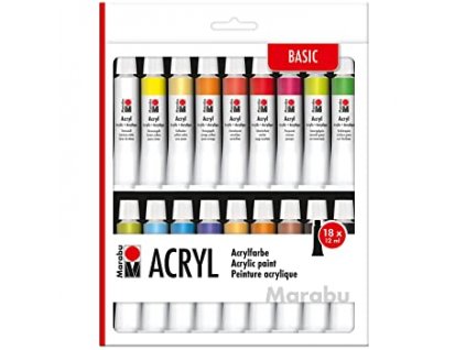 Akrylové barvy Marabu Acrylic Paints 18 x 12 ml