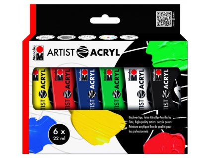 Akrylové barvy Marabu Artist Acryl 122000091 sada 6x22 ml