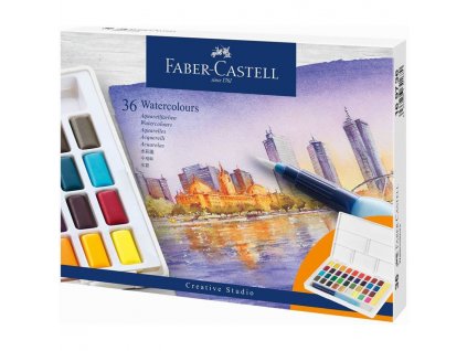 Akvarelové barvy Faber-Castell 36 v sadě s plnitelným štětcem