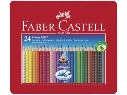 Akvarelové pastelky Faber Castel GRIP 2001 112423 24 barev v plechové etui