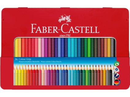 Akvarelové pastelky GRIP 2001 Faber-Castell 36 ks plechový obal