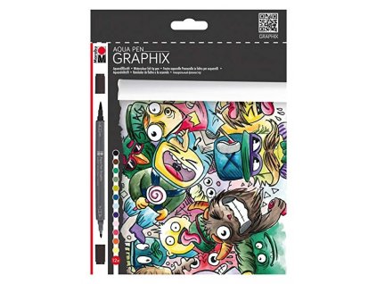 Akvarelové popisovače Marabu Graphix Aqua Pen sada 12 ks