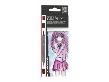 Akvarelové popisovače Marabu Graphix Ma Ke Manga sada 6ks DOPRODEJ