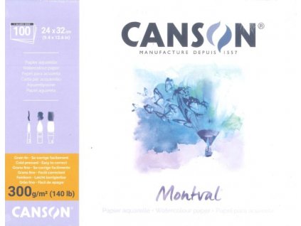 Akvarelový papír Canson Montval blok 24 x 32 cm 300g 12 listů lepený