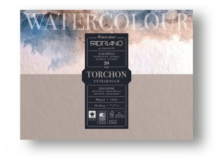 Akvarelový papír Fabriano Watercolour Torchon, blok 24x32 cm, 300g 12 listů