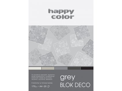 Barevné papíry Blok Happy Color Deco Grey A4 170 g 20 listů