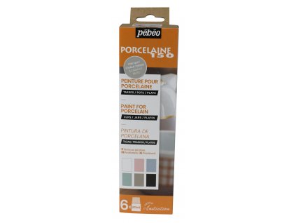 Barvy na porcelán Pébéo Porcelaine 150 Sada III. 6 x 20 ml Chalk