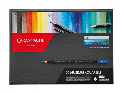 Caran D'ache Museum Marine Umělecké akvarelové pastelky, 20 barev, šestihranné, kartonový box
