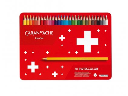 Caran D'ache Swisscolor akvarelové pastelky 30 barev, plechová krabička