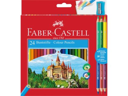 Pastelky Faber-Castell EKO 24 barev + 3 bicolor + ořezávátko DOPRODEJ