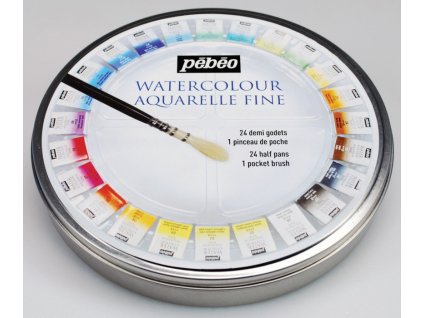 Pebeo Studio Aquarelle 24 - Akvarelové barvy sada 24 barev v 1/2" pánvičkách