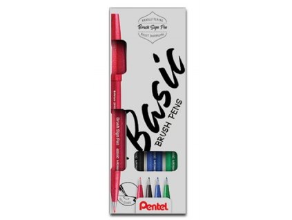 Štětcové fixy Pentel Brush Sign Pen SES15 4 ks - Basic