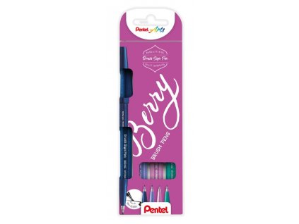Štětcové fixy Pentel Brush Sign Pen SES15 4 ks - Berry