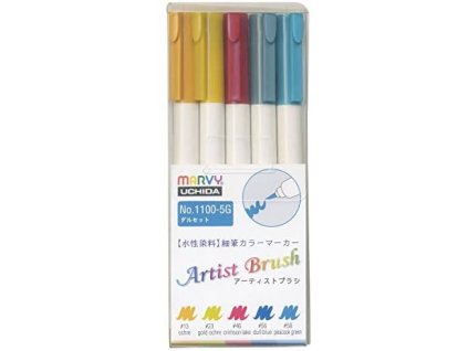 Umělecké fixy se štětcovým hrotem Artist Brush sada 5ks DULL