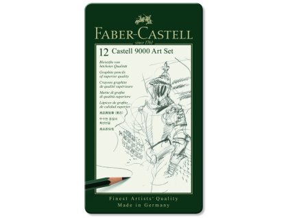 Umělecké grafitové tužky Faber-Castell 9000 Art Set 119065 12 ks kovová krabička