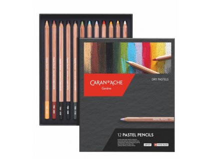 Umělecké suché pastely v tužce Caran D'Ache 12 barev, kartonový box