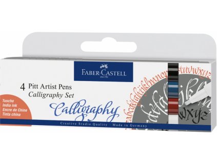 Umělecký popisovač Pitt Artist Pen C kaligrafické, sada 4 ks - barevné