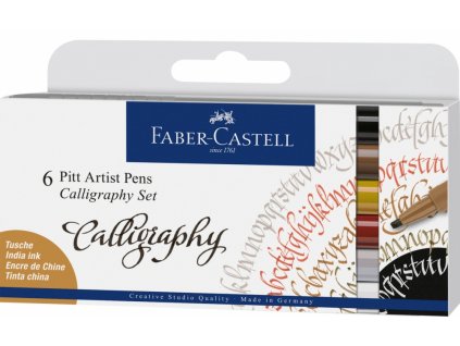 Umělecký popisovač Pitt Artist Pen C kaligrafické, sada 6 ks - barevné
