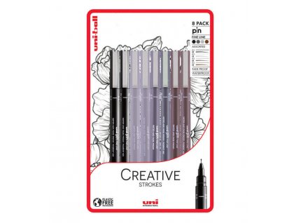 UNI pin Creative Strokes Set - sada 8 ks linerů Super Ink