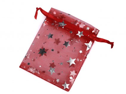 Dárkový pytlík hvězda 7x8,5 cm organza (Balení 5 ks, Varianta 1 (7x8,5cm) bílá stříbrná)