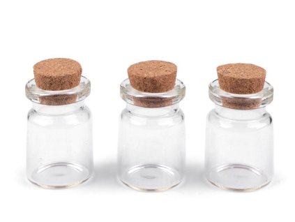 Skleněná lahvička s korkem 20x30 mm (Balení 10 lahv., Varianta transparent)