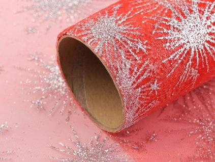 Vánoční organza s glitry šíře 36 cm (Balení 4.5 m, Varianta 1 bílá stříbrná)