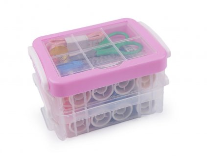 Sada na šití v boxu dvoupatrová (Balení 1 sada, Varianta 1 růžová)