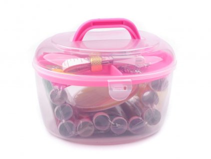 Sada na šití v boxu srdce (Balení 1 sada, Varianta růžová sv.)