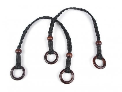 Proplétaná ucha na tašky délka 48-50 cm s kroužky (Balení 2 ks, Varianta 2 hnědá tmavá)