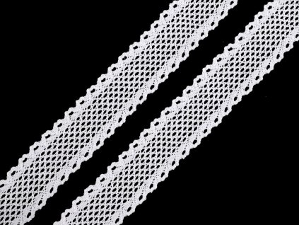 Bavlněná krajka / vsadka paličkovaná šíře 34 mm (Balení 13.5 m, Varianta 1 bílá)