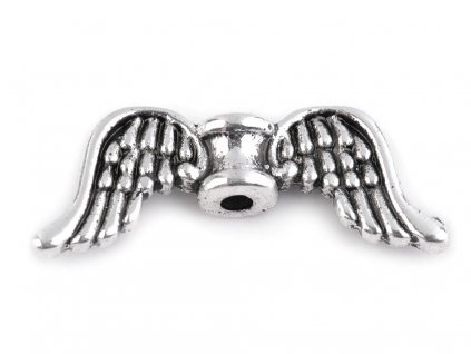 Ozdobný díl křídla 8x20 mm (Balení 10 ks, Varianta platina s patinou)