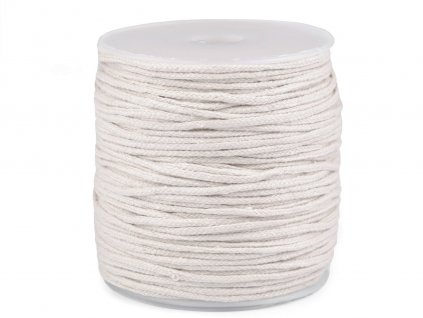Oděvní šňůra / bavlněná příze / knot Ø2 mm splétaná (Balení 100 m, Varianta režná světlá)