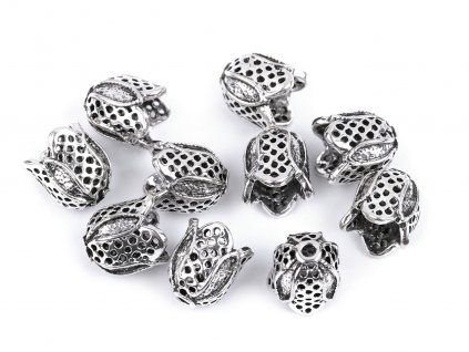 Koncovky na šňůrky / dekorační kaplíky 12x12 mm (Balení 2 ks, Varianta 1 platina)