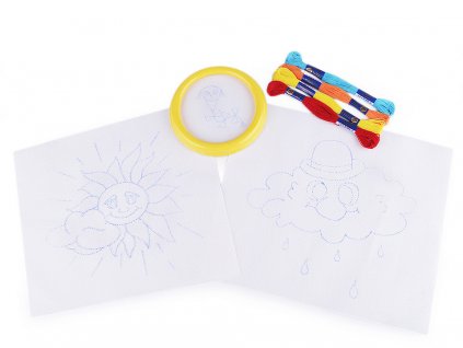 Dětské vyšívání s předtištěným motivem a rámečkem (Balení 1 ks, Varianta 2 viz foto)