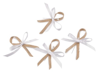 Svatební jutová mašlička / vonička (Balení 10 ks, Varianta režná přírodní bílá)