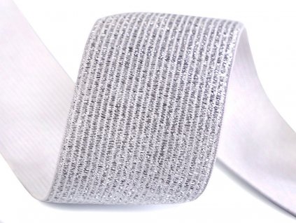 Pruženka s lurexem šíře 40 mm (Balení 1 m, Varianta 4 šedá stříbrná)