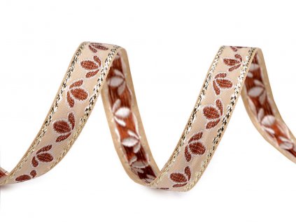 Vzorovka / prýmek šíře 16 mm s lurexem (Balení 18 m, Varianta béžová světlá zlatá)