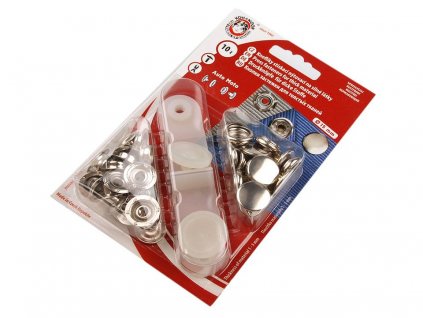 Knoflíky stiskací s kroužkem Ø15 mm na silné látky, nikl (Balení 1 karta, Varianta nikl)