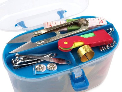 Sada na šití v boxu (Balení 1 sada, Varianta 2 modrá)