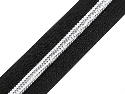 Zip spirálový No 5 s metalickými zoubky metráž (Balení 1 m, Varianta 1 (101) bílá stříbrná)