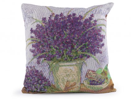 Gobelínový povlak na polštář květy 45x45 cm (Balení 1 ks, Varianta 1 fialová levandule)