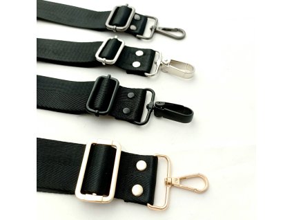 Ramenní popruh na tašku šíře 4 cm  - černý lesklý