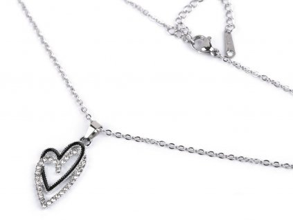 Náhrdelník z nerezové oceli srdce (Balení 1 ks, Varianta 1 crystal srdce)
