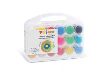 PRIMO Temperové barvy v kelímku, sada 18 x 25 ml, plastový box