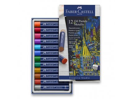 Olejové pastely Faber-Castell, sada 12 ks metalických barev