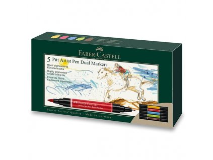 Faber-Castell Pitt Artist Pens Dual Markers - sada 5 ks oboustranných popisovačů