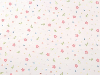 Úplet bavlněný květinky šíře 200 cm (Balení 1 m, Varianta Off White)