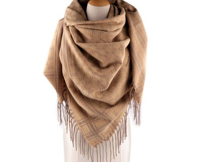 Velký teplý šátek / pléd s třásněmi 130x140 cm (Balení 1 ks, Varianta 2 hořčicová)