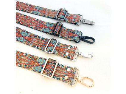 Ramenní popruh na tašku šíře 4 cm  - červeno-modrý orientální